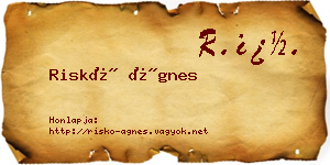 Riskó Ágnes névjegykártya